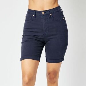 Judy Blue Tummy Control Bermuda Shorts High Waisted Navy Blue Small Large NWT